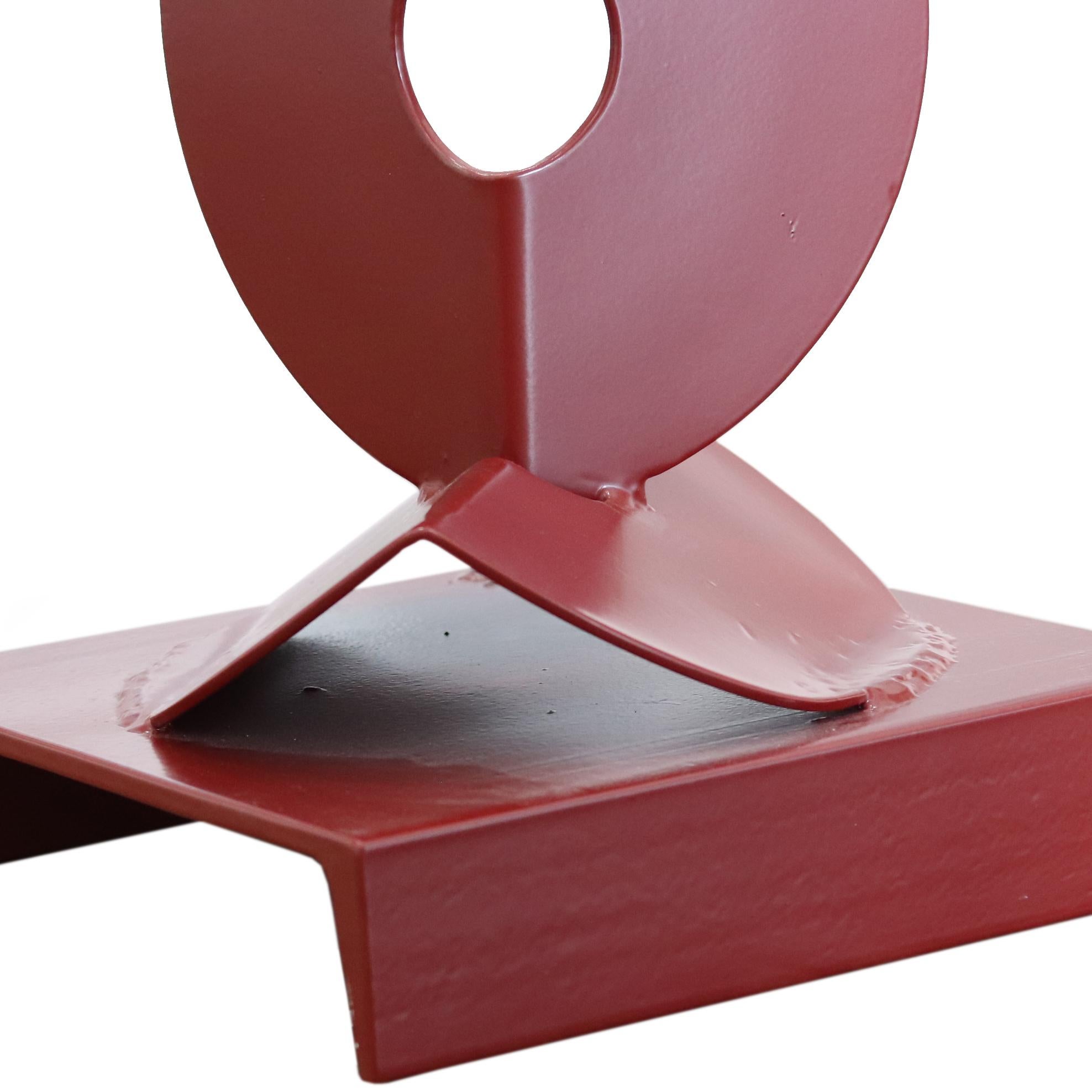 7 Foldes Circles - Large Red Steel Tall Geometric Indoor Outdoor Sculpture en vente 5