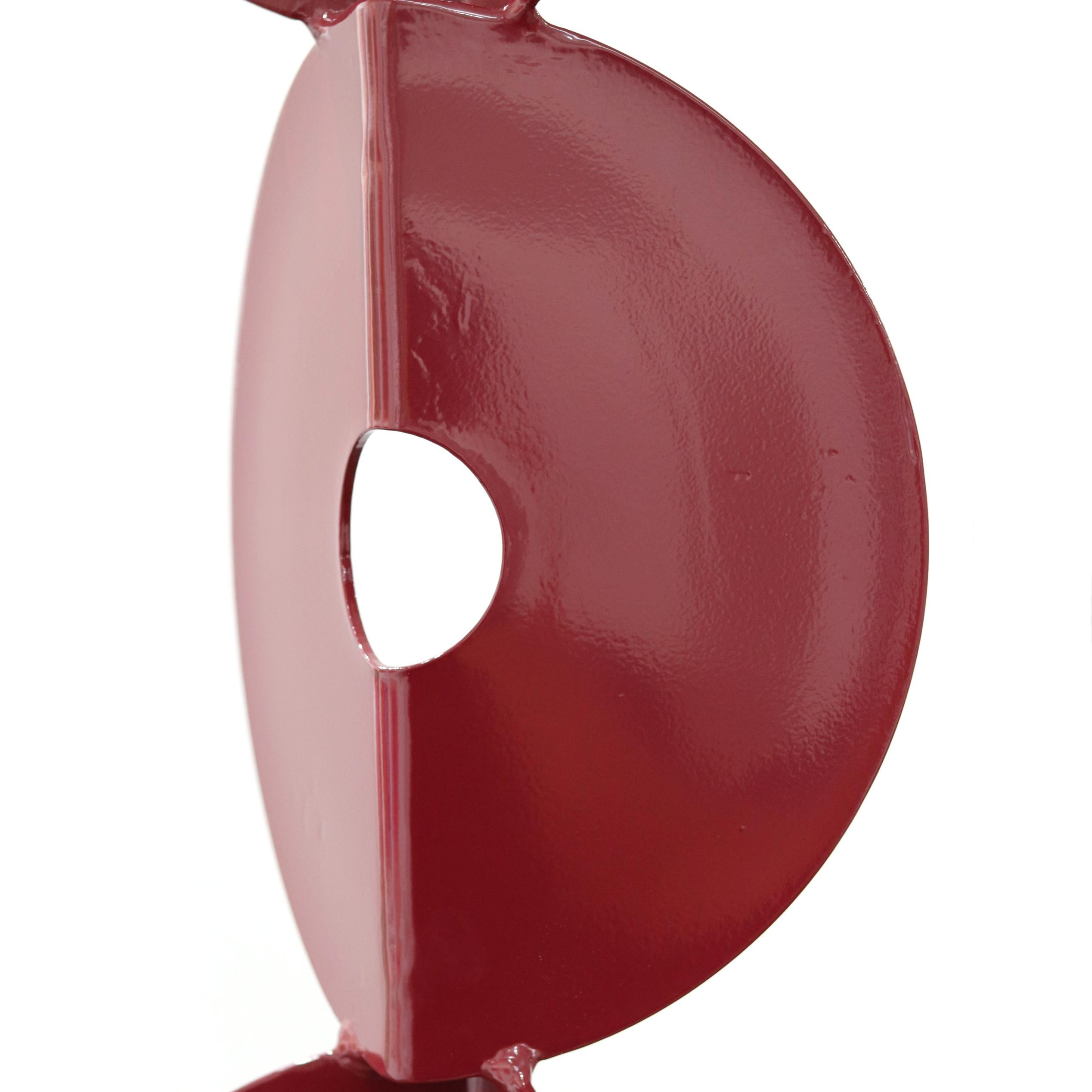 7 Foldes Circles - Large Red Steel Tall Geometric Indoor Outdoor Sculpture en vente 6