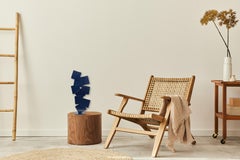 9 Cuadrados flotantes - Escultura Contemporánea Moderna de Acero Azul Oscuro