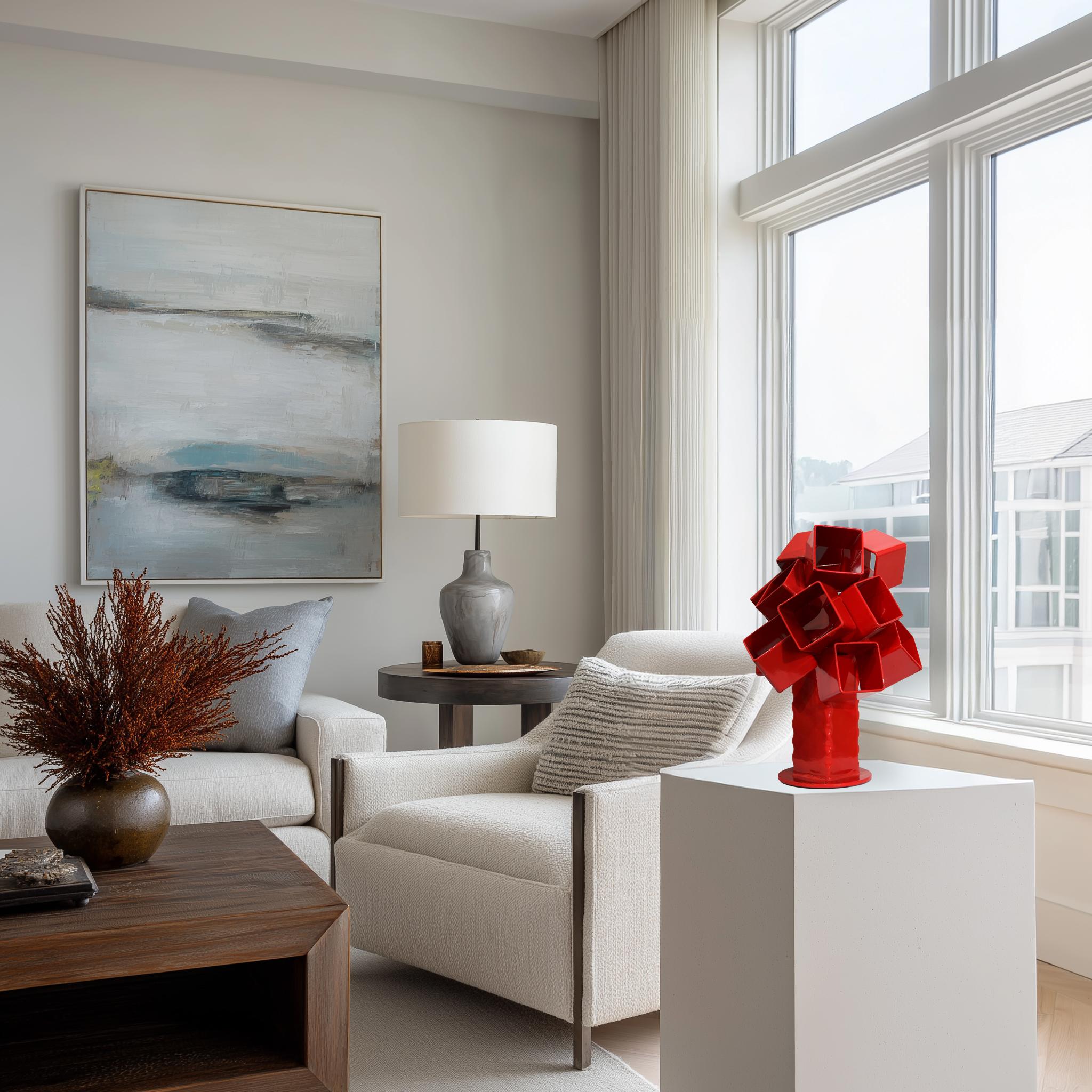 Bouquet of Red Roses - Abstract Contemporary Metal Sculpture for Table or Desk For Sale 4