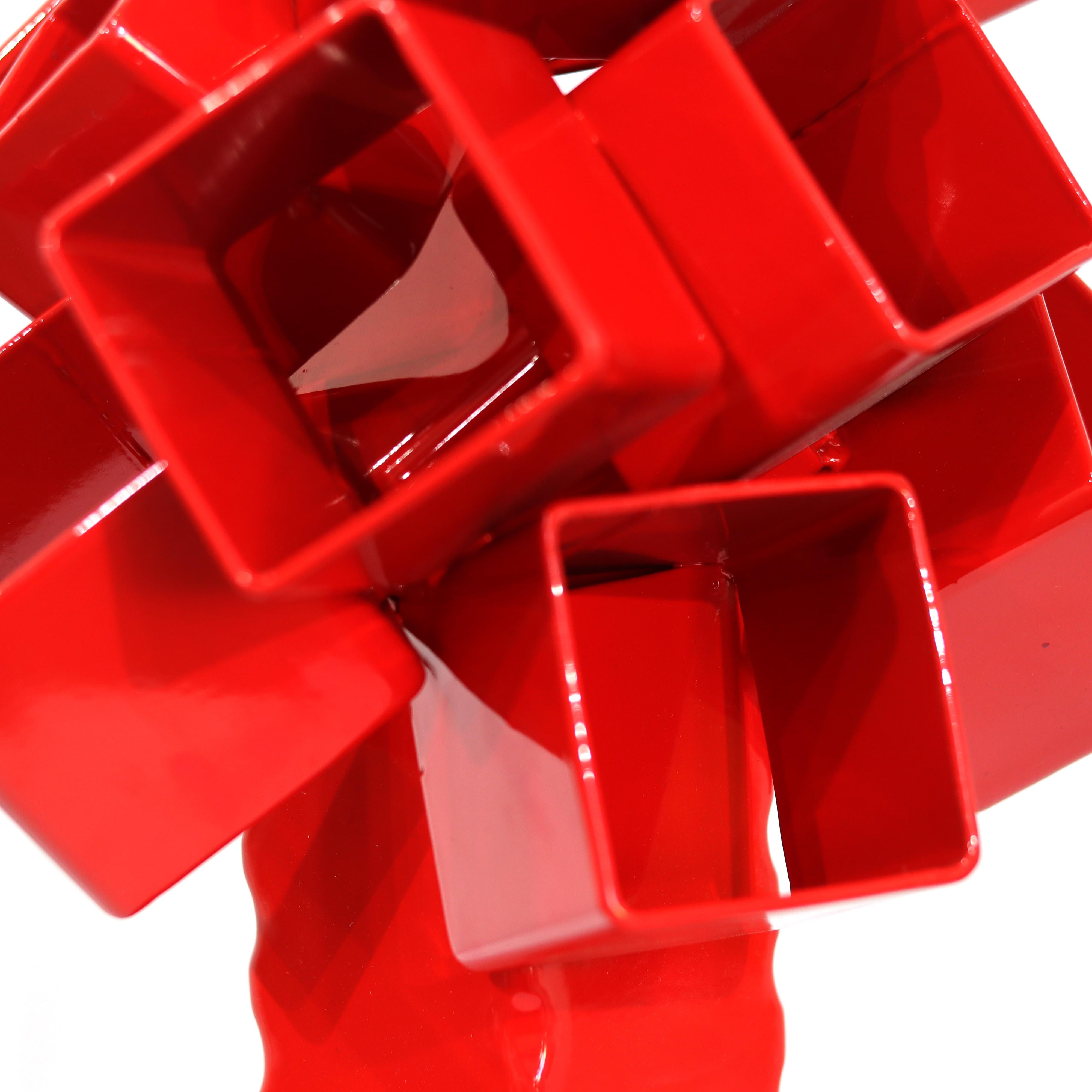 Bouquet of Red Roses - Abstract Contemporary Metal Sculpture for Table or Desk For Sale 6