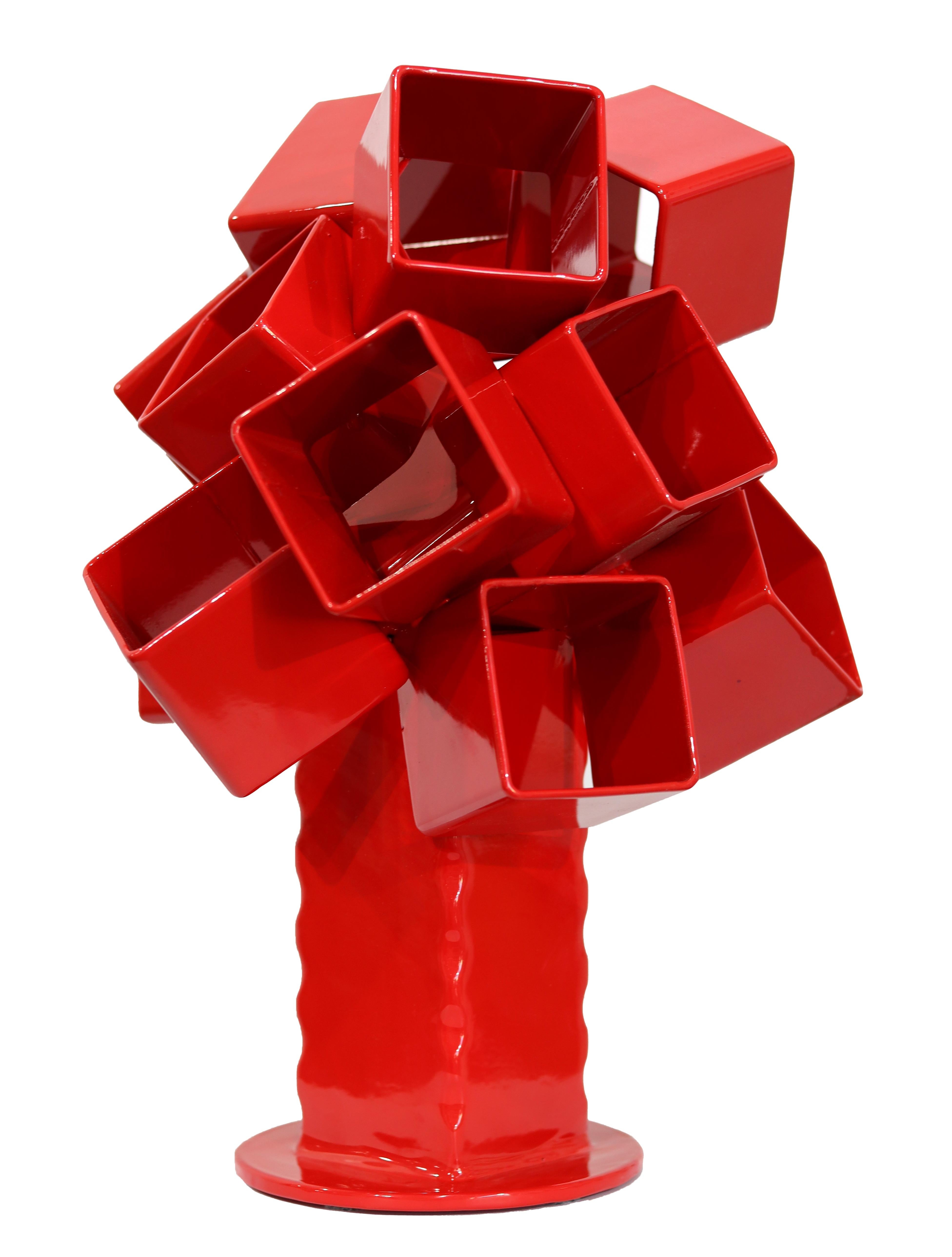 Bouquet of Red Roses - Abstract Contemporary Metal Sculpture for Table or Desk