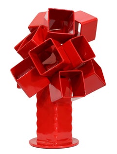 Bouquet of Red Roses - Abstract Contemporary Metal Sculpture for Table or Desk