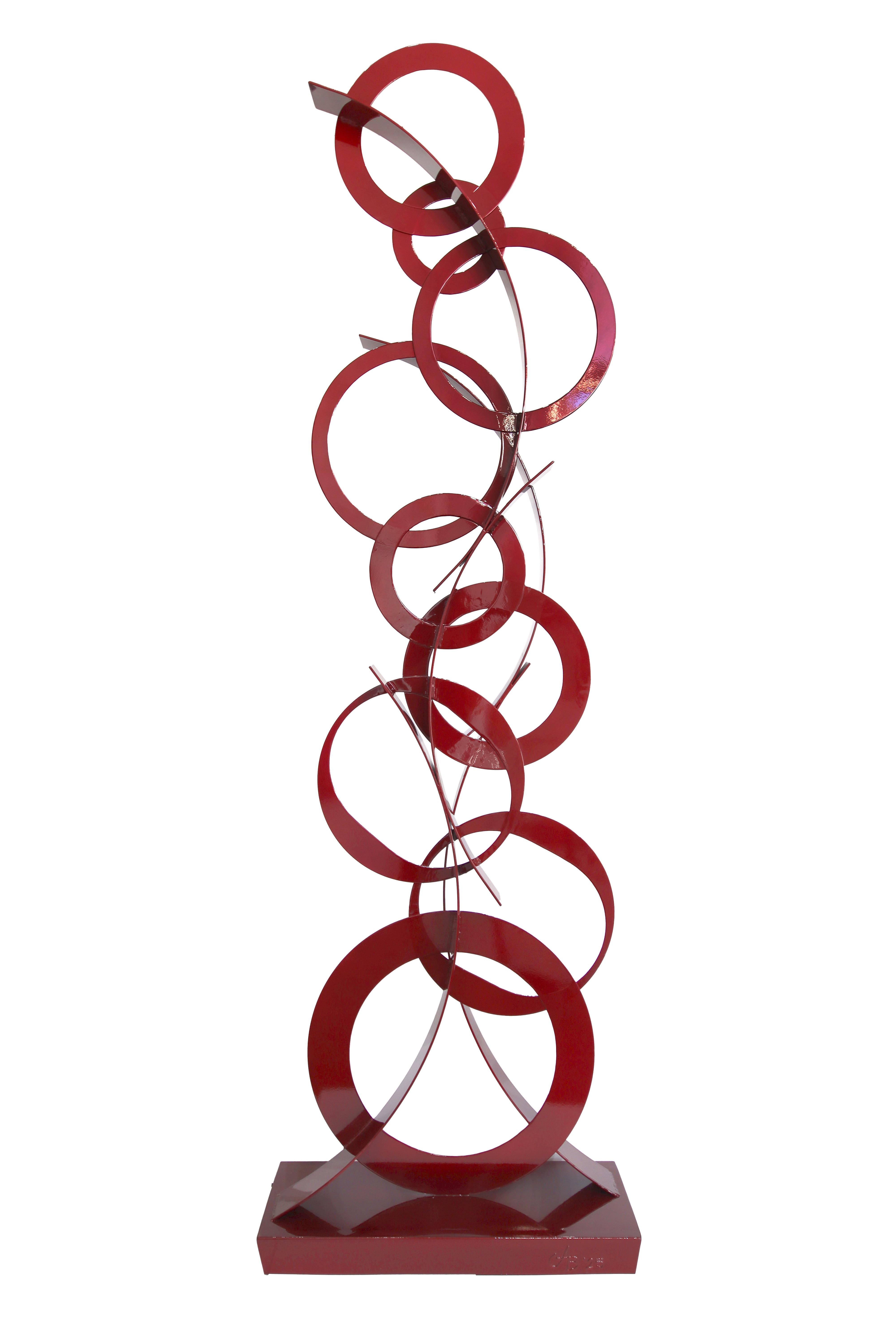 Abstract Sculpture di Granville Beals - Cloudstack - Grande scultura geometrica astratta rossa contemporanea in metallo e acciaio