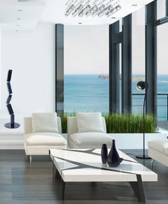 Oh So Blue - Scultura alta moderna di grandi dimensioni contemporanea astratta e minimalista in acciaio