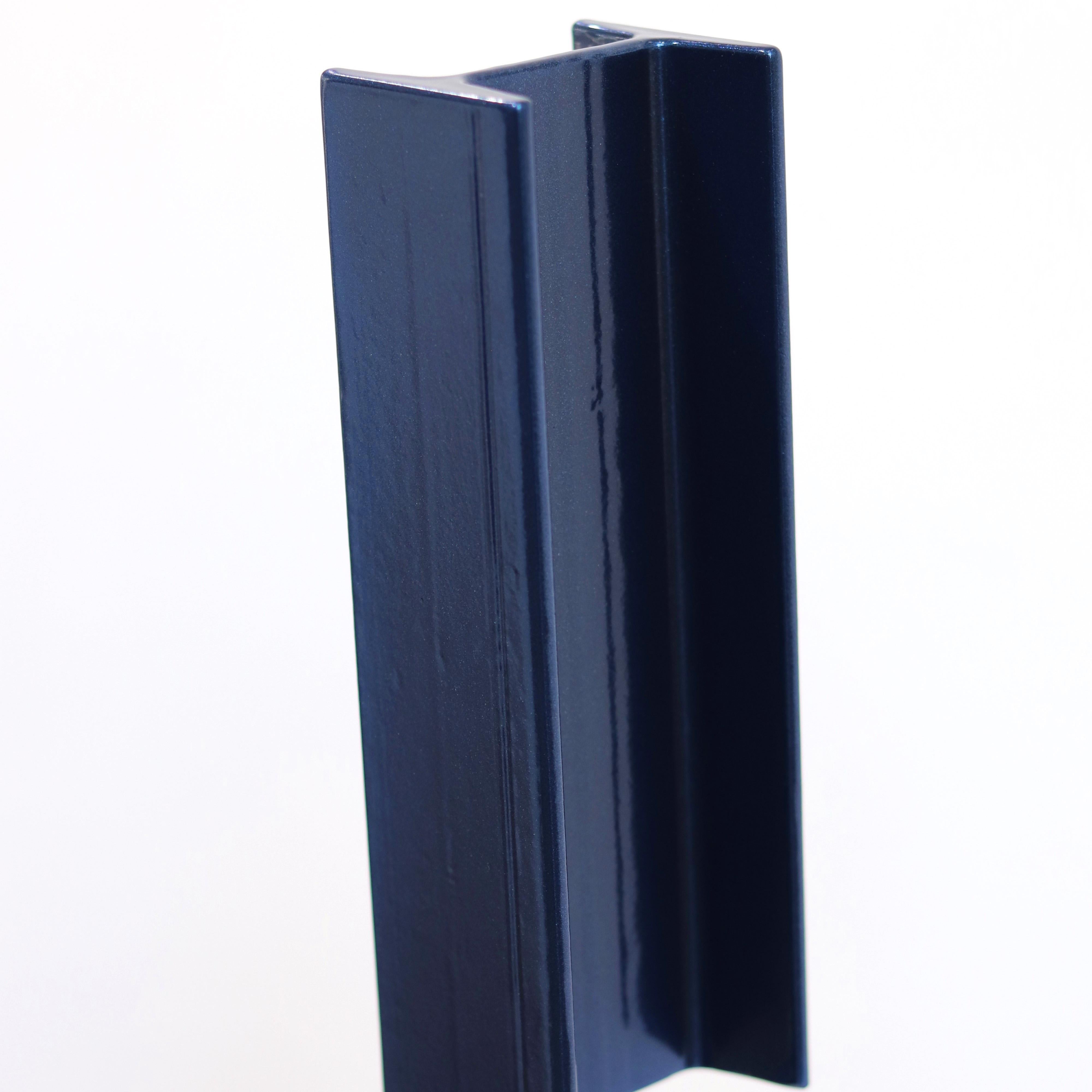 Oh So Blue - Tall Modern Large Contemporary Abstract Minimalism Steel Sculpture - Black Abstract Sculpture by Granville Beals