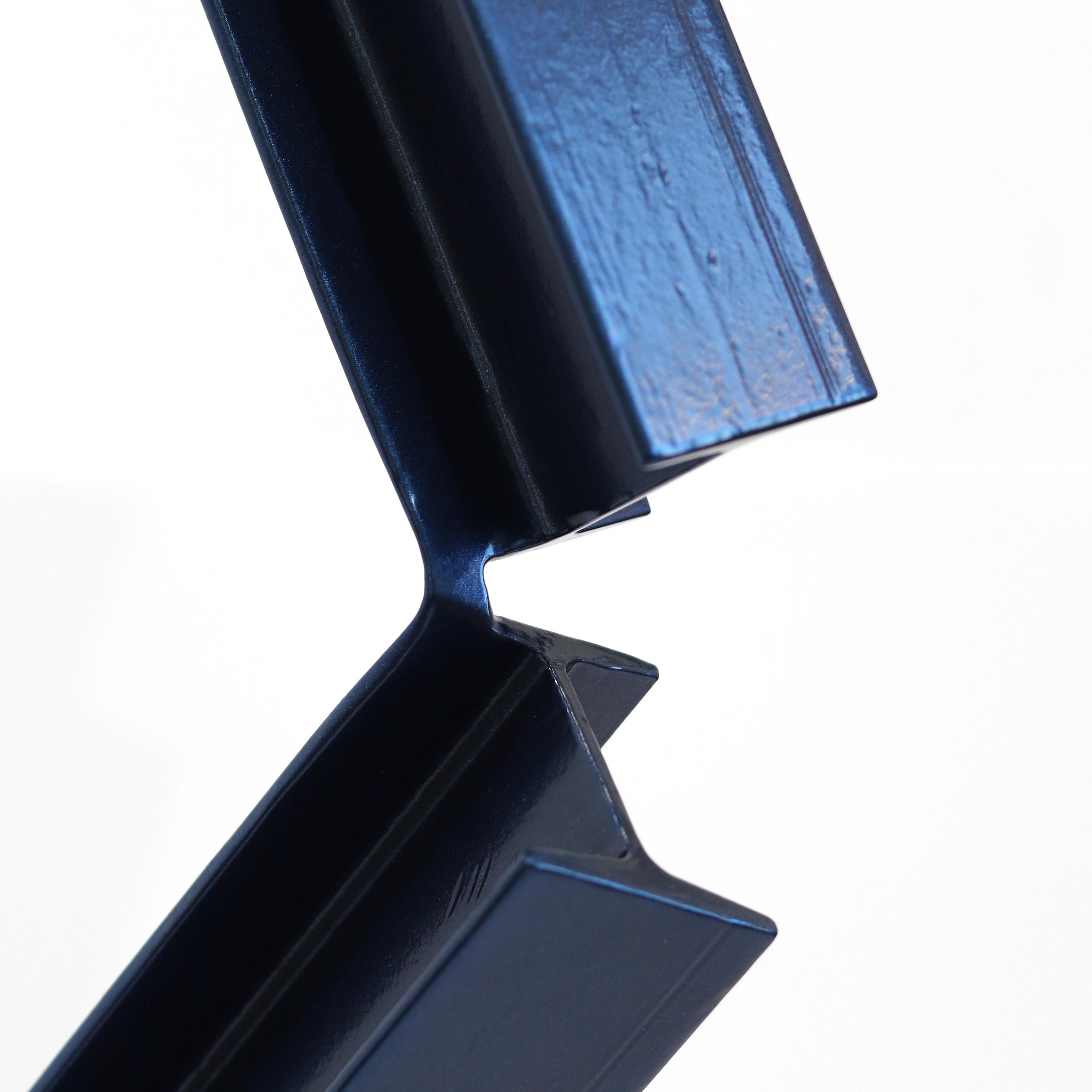 Oh So Blue - Tall Modern Large Contemporary Abstract Minimalism Steel Sculpture For Sale 1