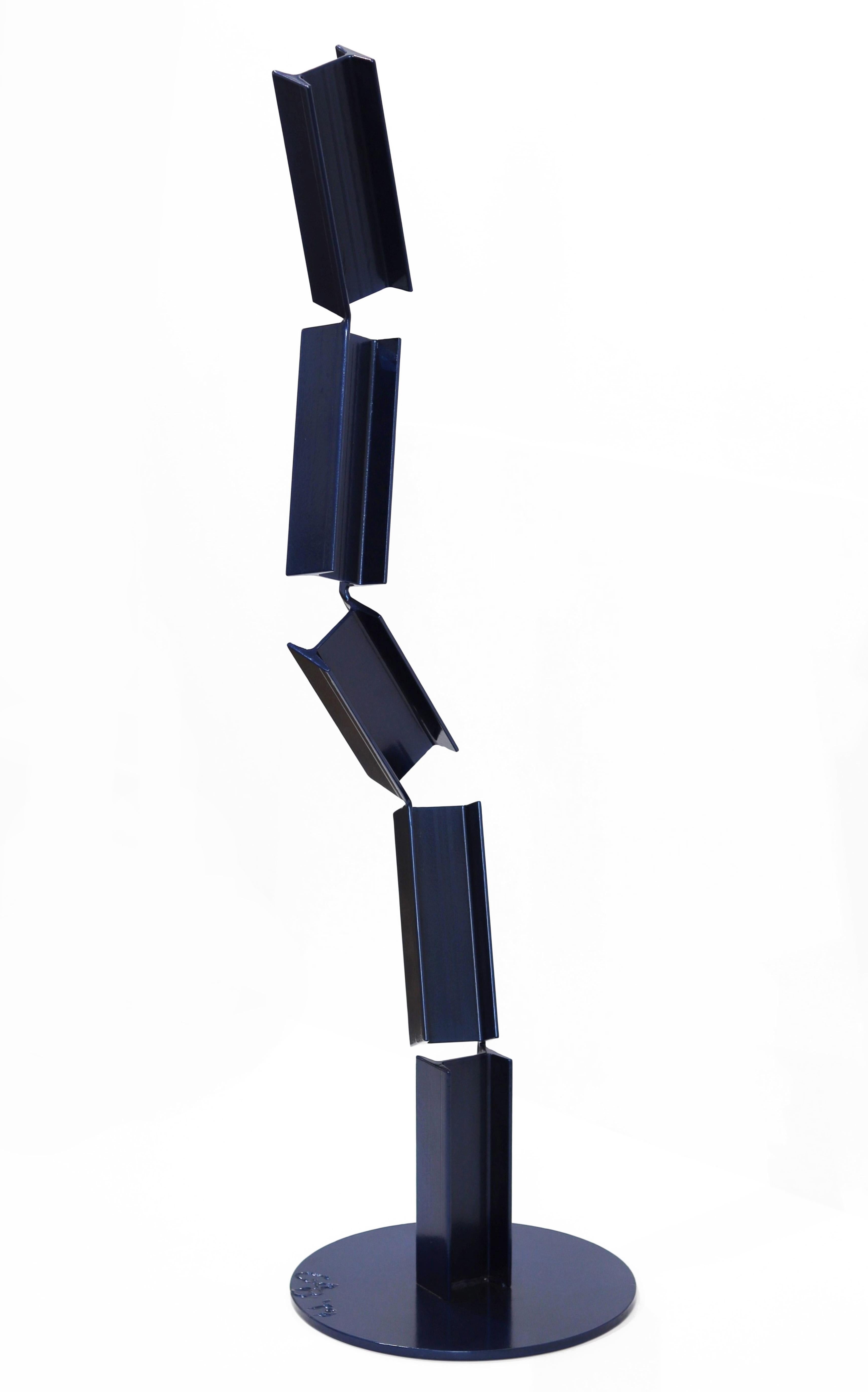 Oh So Blue - Tall Modern Large Contemporary Abstract Minimalism Steel Sculpture For Sale 5