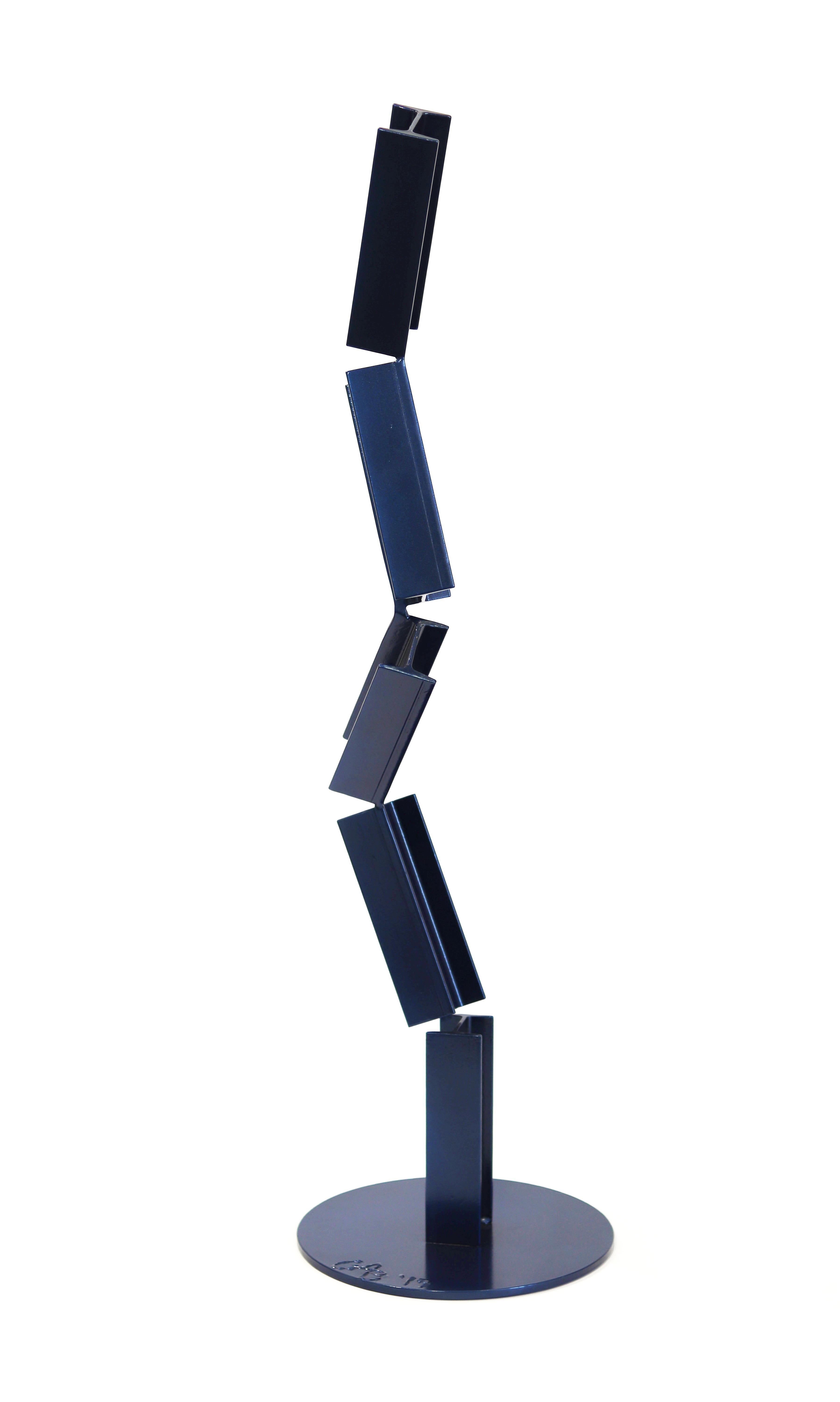 Granville Beals Abstract Sculpture - Oh So Blue - Tall Modern Large Contemporary Abstract Minimalism Steel Sculpture