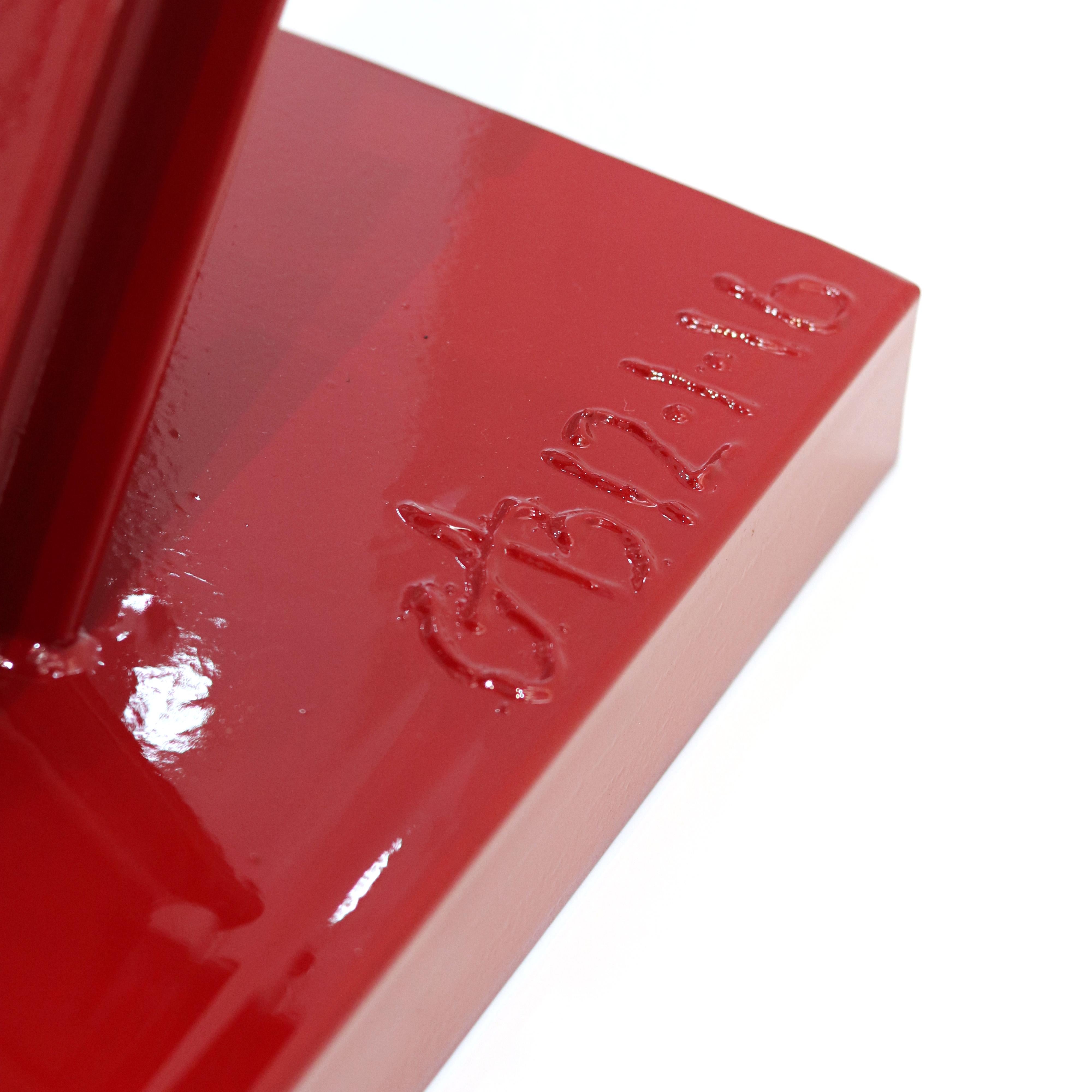 Vine rouge - Grande sculpture géométrique rouge en acier en vente 6