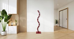Red Vine - Large Steel Geometric Red Sculpture