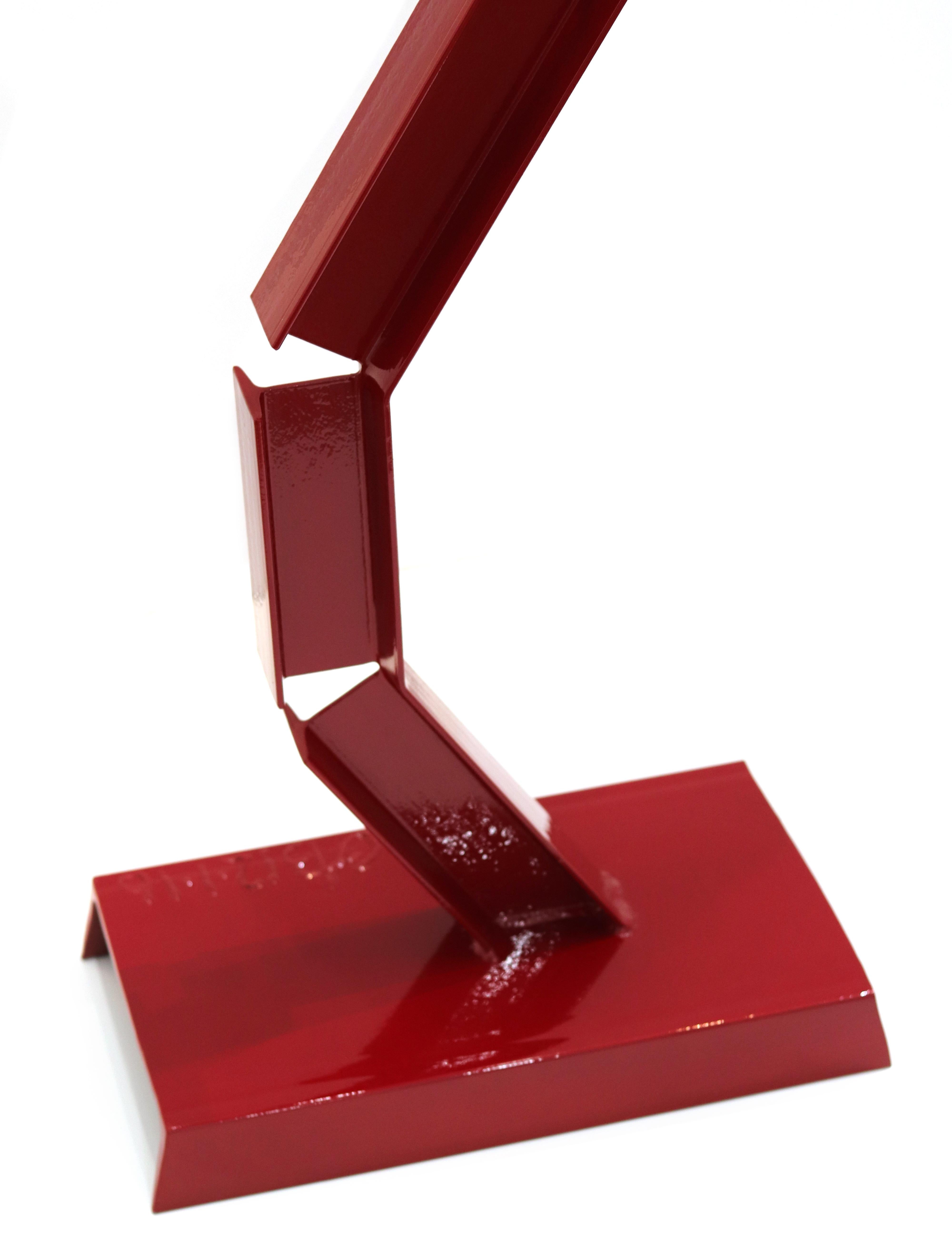Vine rouge - Grande sculpture géométrique rouge en acier - Abstrait Sculpture par Granville Beals