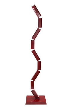 Red Vine - Large Steel Geometric Red Sculpture