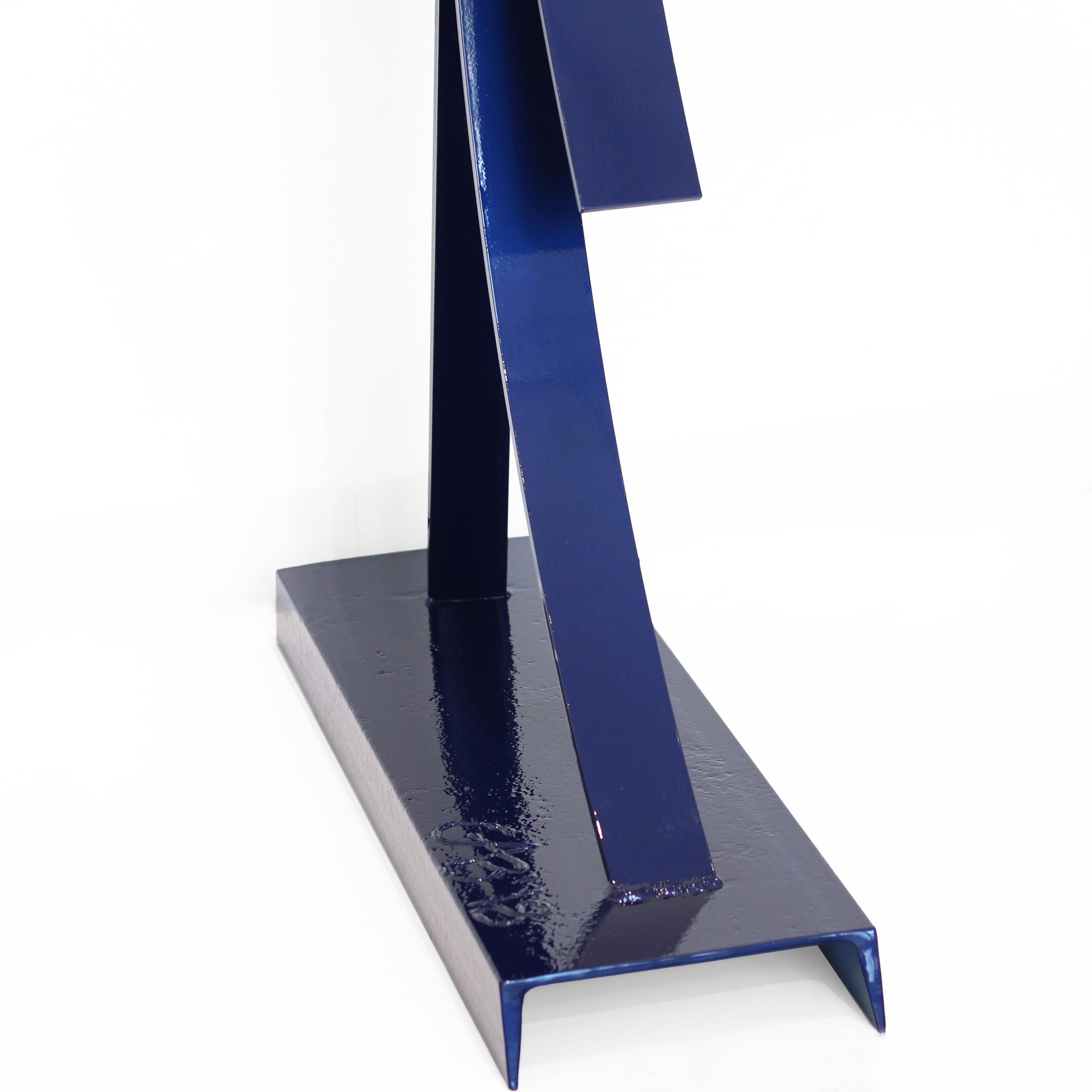 Rise  - Large Blue Original Modern Tall Original Geometric Steel Sculpture For Sale 9