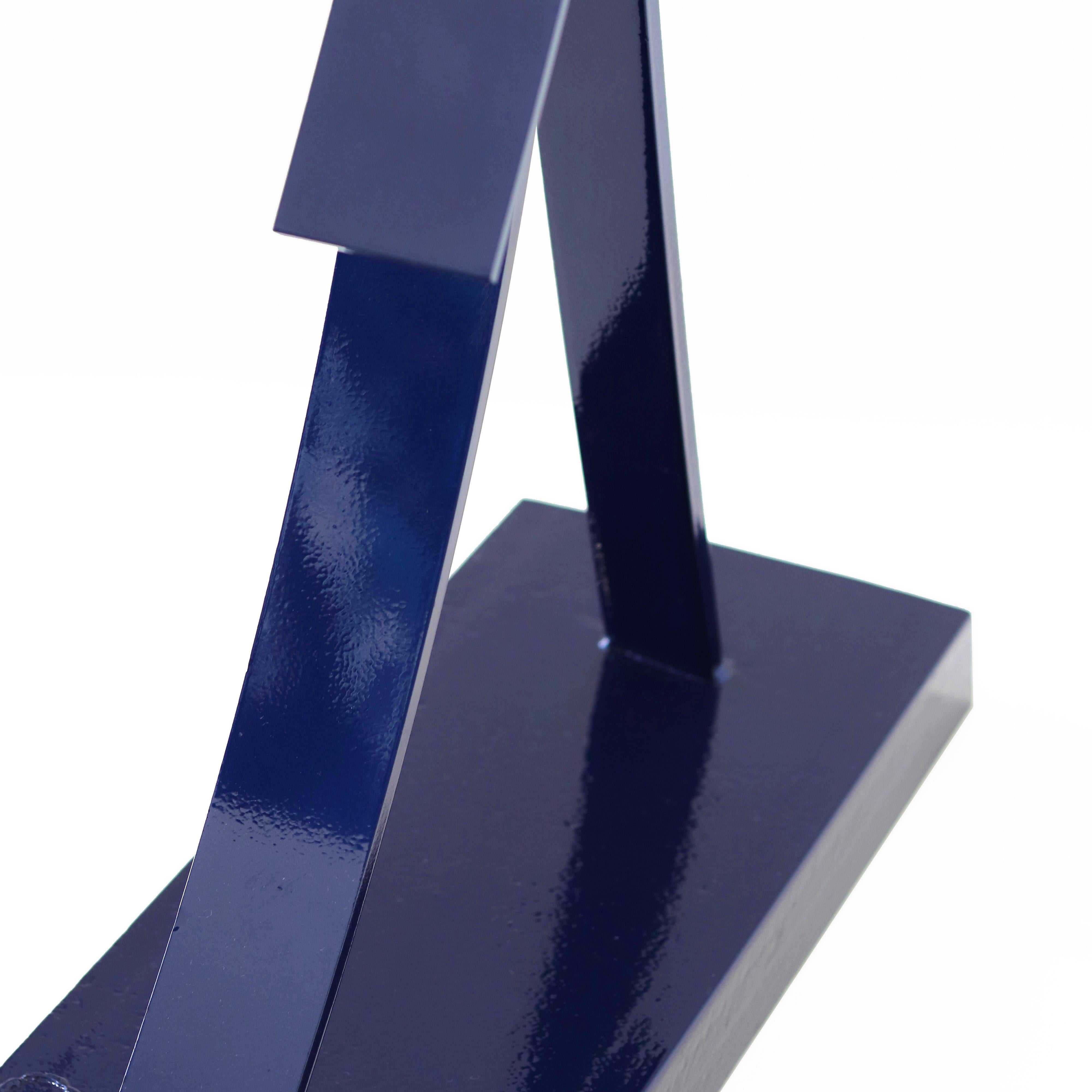 Rise  - Large Blue Original Modern Tall Original Geometric Steel Sculpture For Sale 9