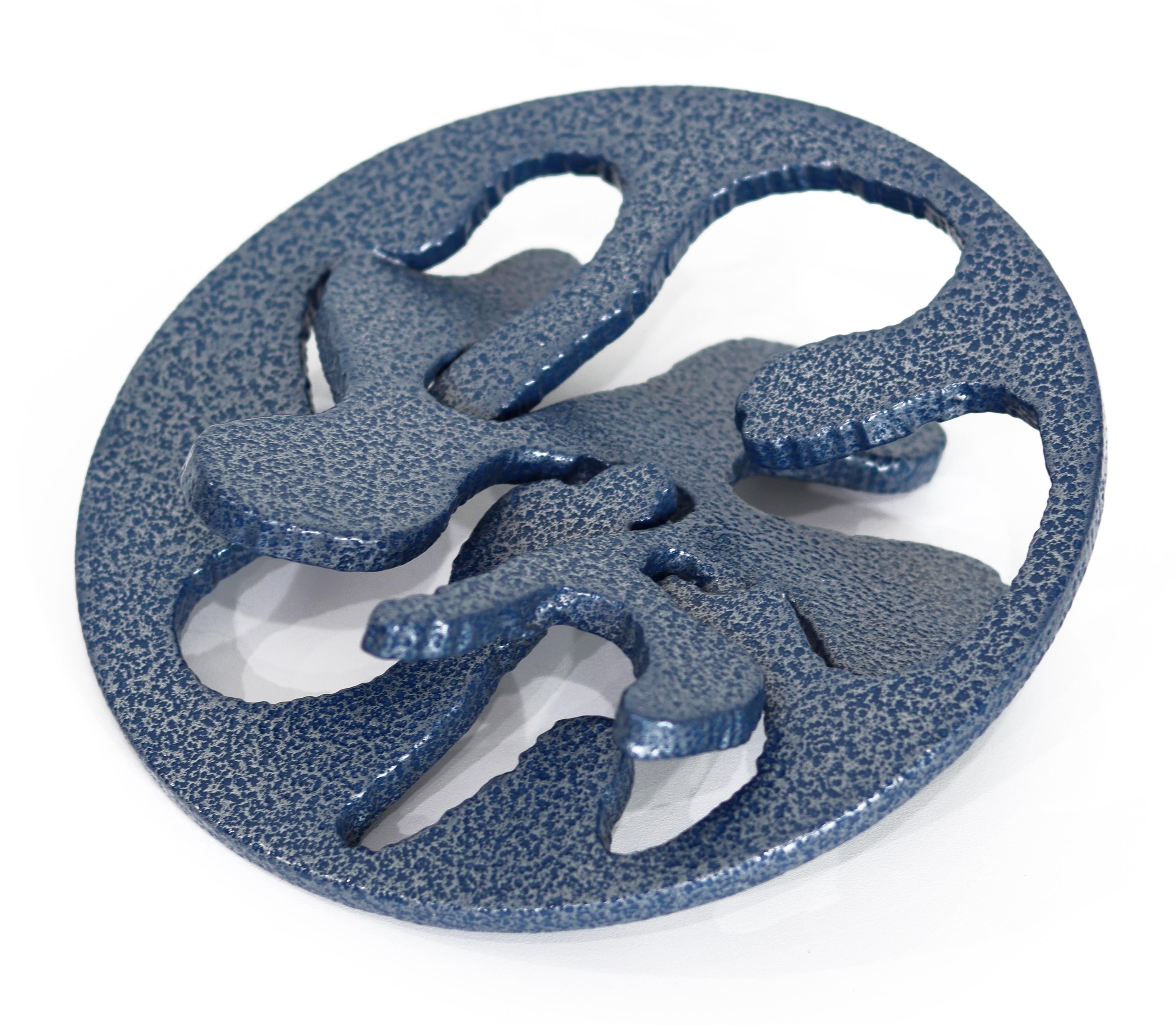 Splash - Scultura geometrica astratta rotonda contemporanea in metallo da tavolo o da scrivania