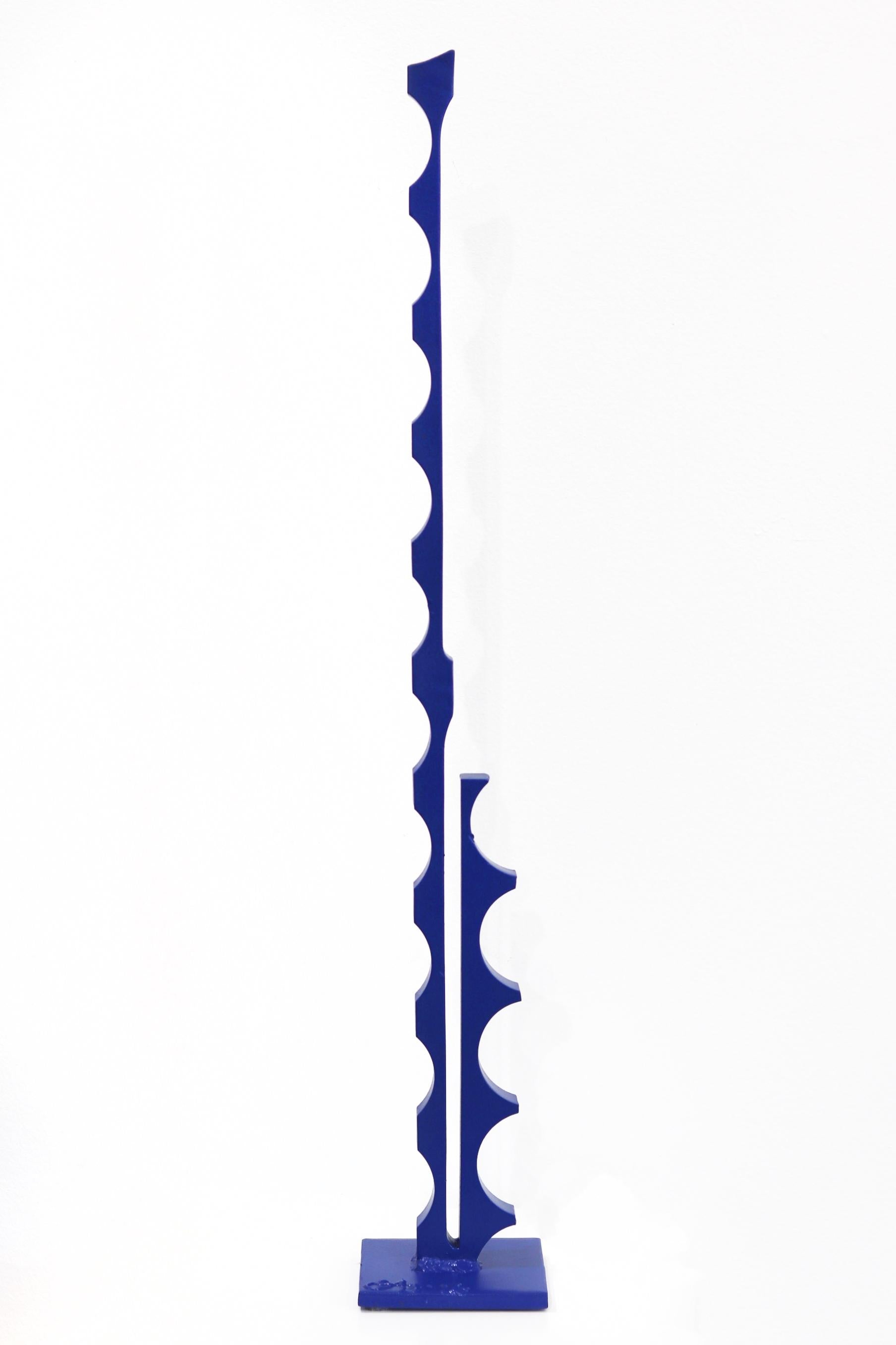 The Long and the Short of It  -  Modern Blue Organic Geometric Steel Sculpture