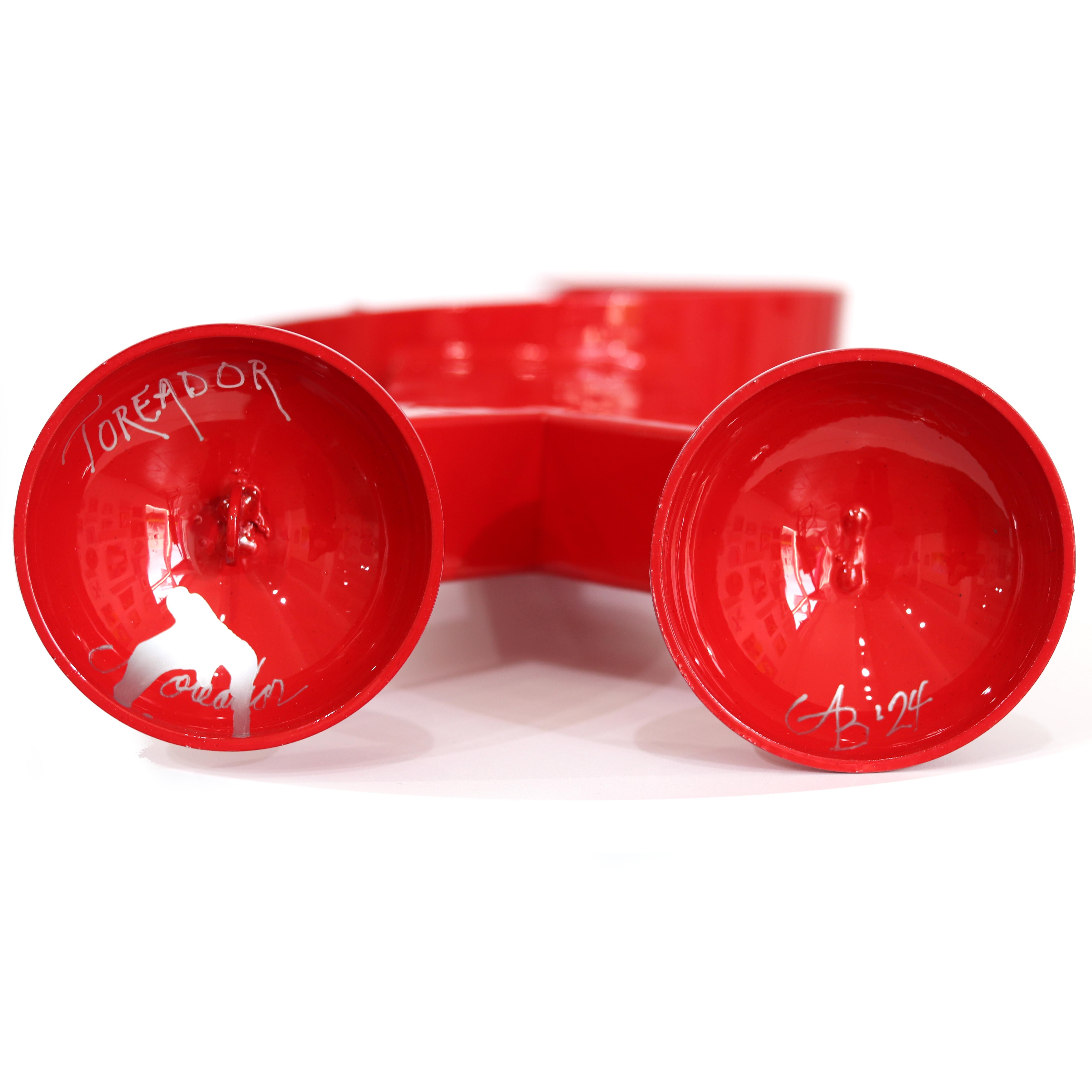Toreador - Abstracto geométrico rojo expresivo contemporáneo  Escultura de metal en venta 6