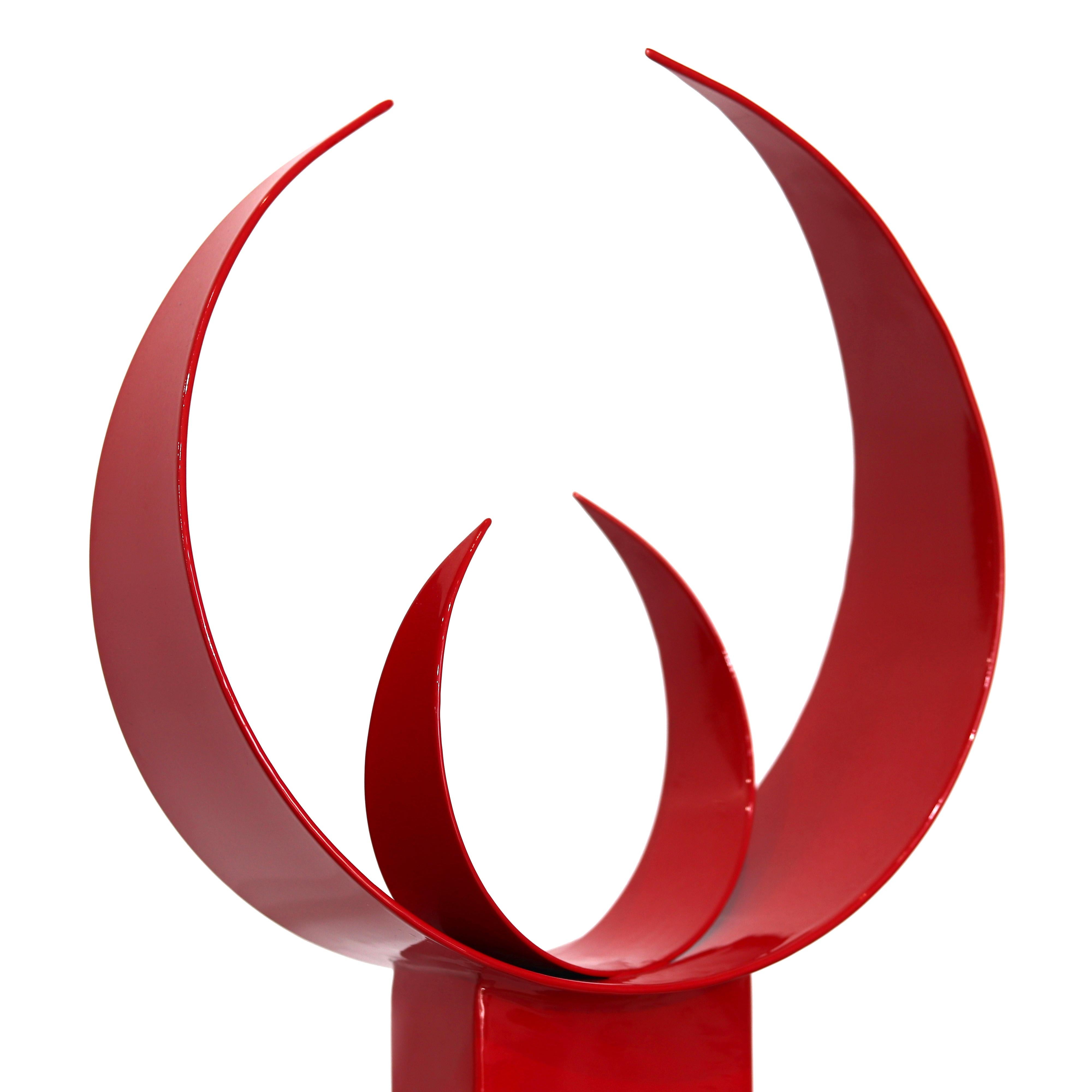 Toreador - Abstracto geométrico rojo expresivo contemporáneo  Escultura de metal - Abstract Sculpture Rojo de Granville Beals