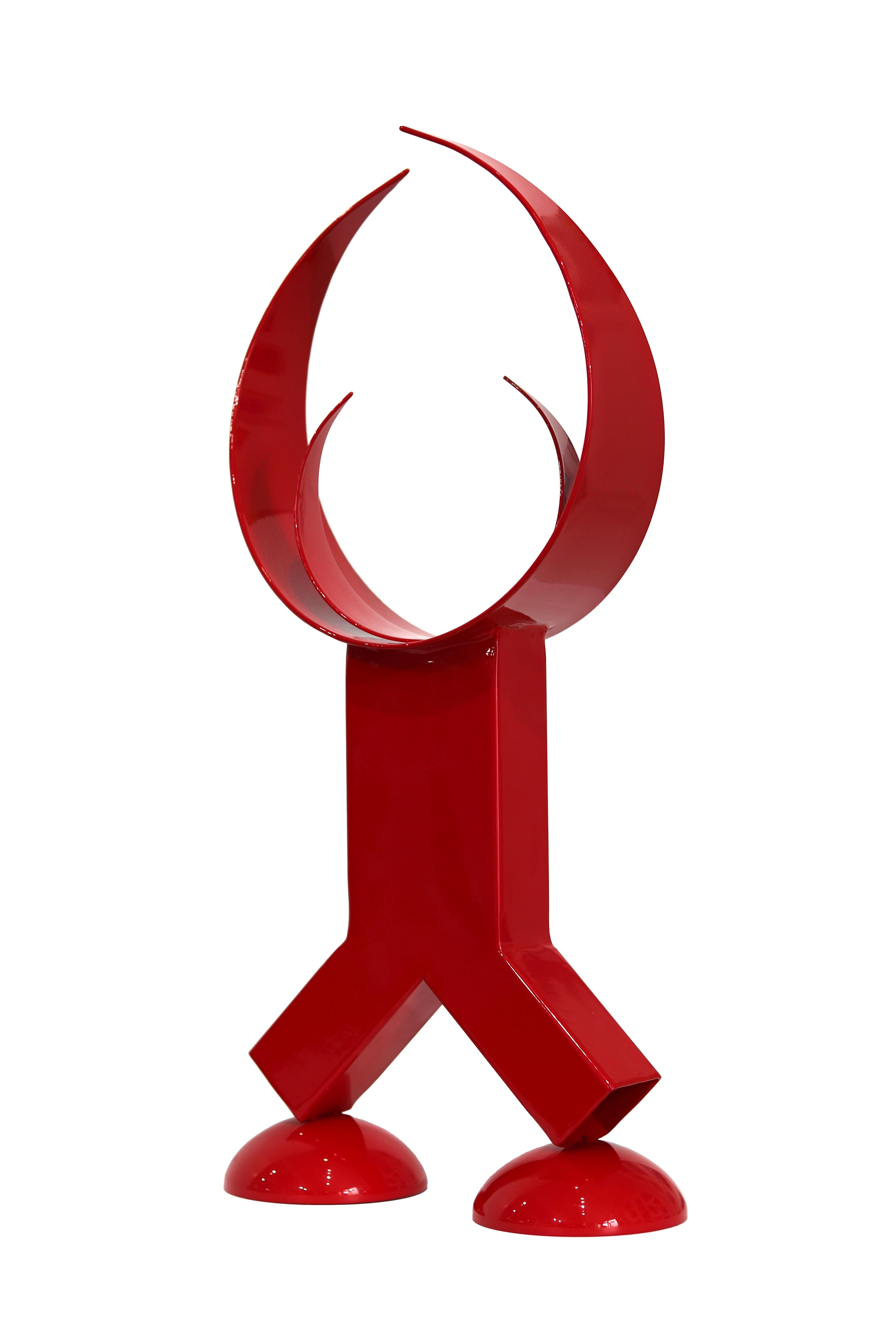 Toreador - Abstracto geométrico rojo expresivo contemporáneo  Escultura de metal en venta 1