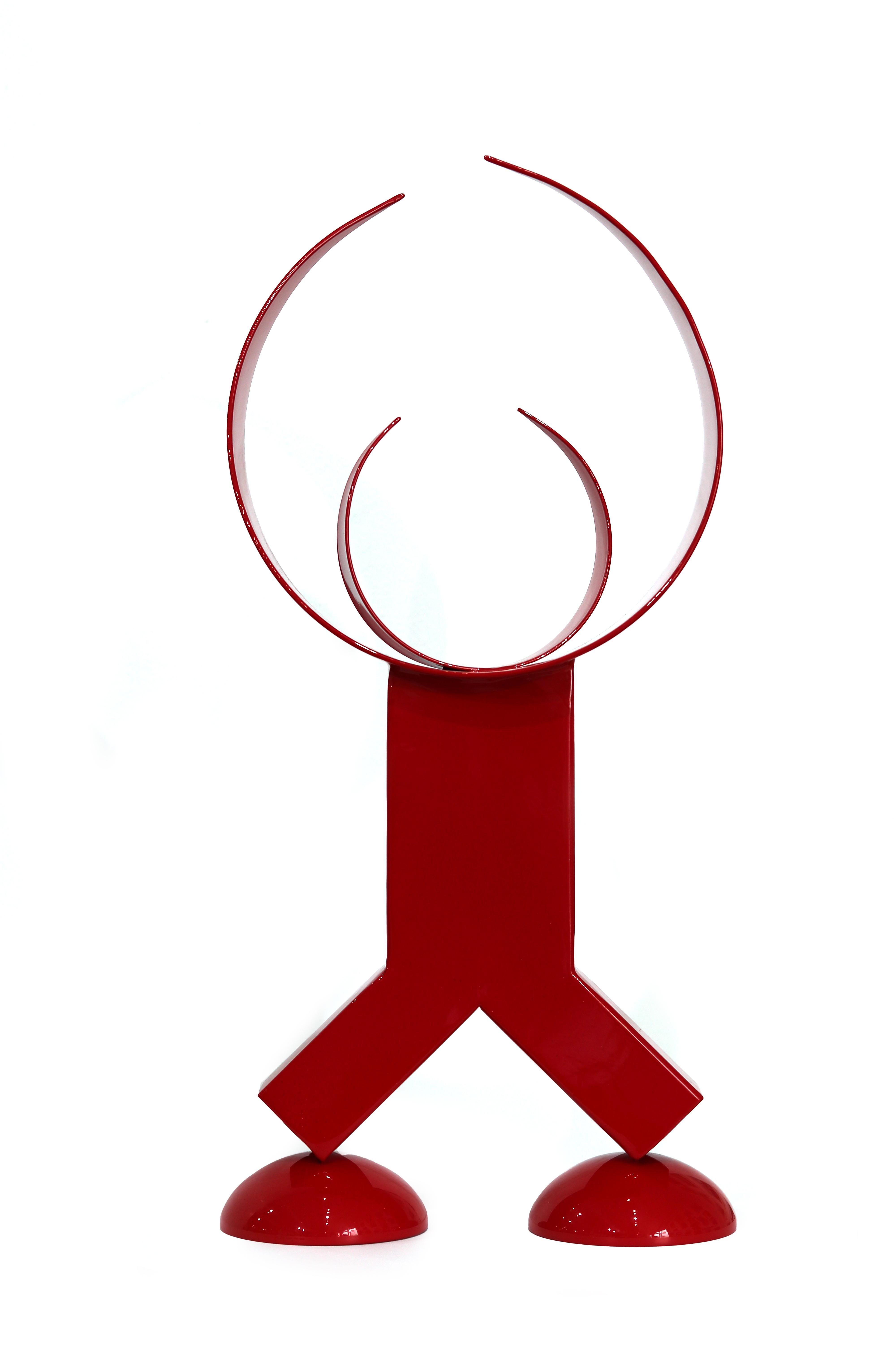 Toreador - Abstracto geométrico rojo expresivo contemporáneo  Escultura de metal en venta 4