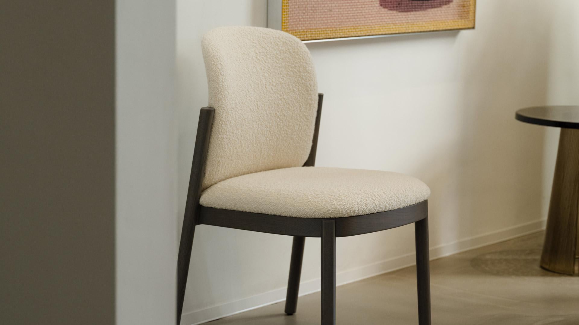 Contemporary Granville Bridge Side Chair Mist Matte Lacquered Oak & Client Own Material For Sale