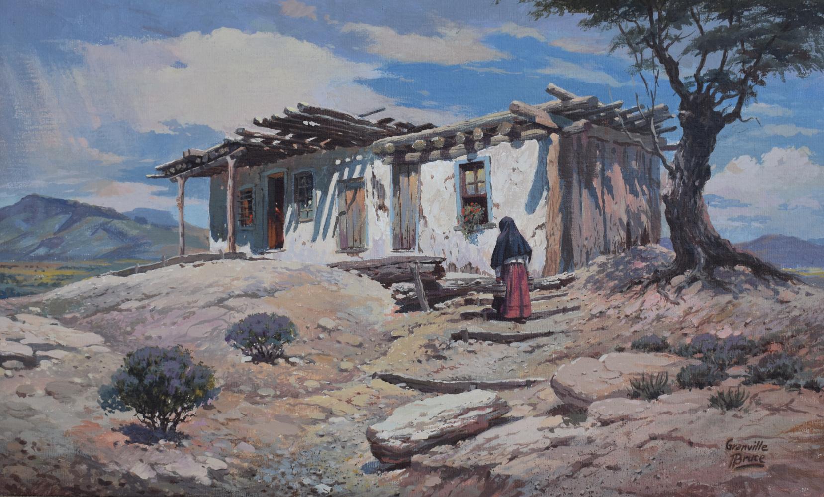 Landscape Painting Granville Bruce - GRANVILLE BRUCE TEXAS WESTERN LANDSCAPE OIL "A FEW MORE STEPS"
