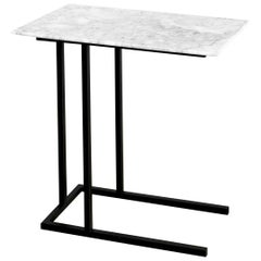 Grapa Steel and White Marble Staple Side Table