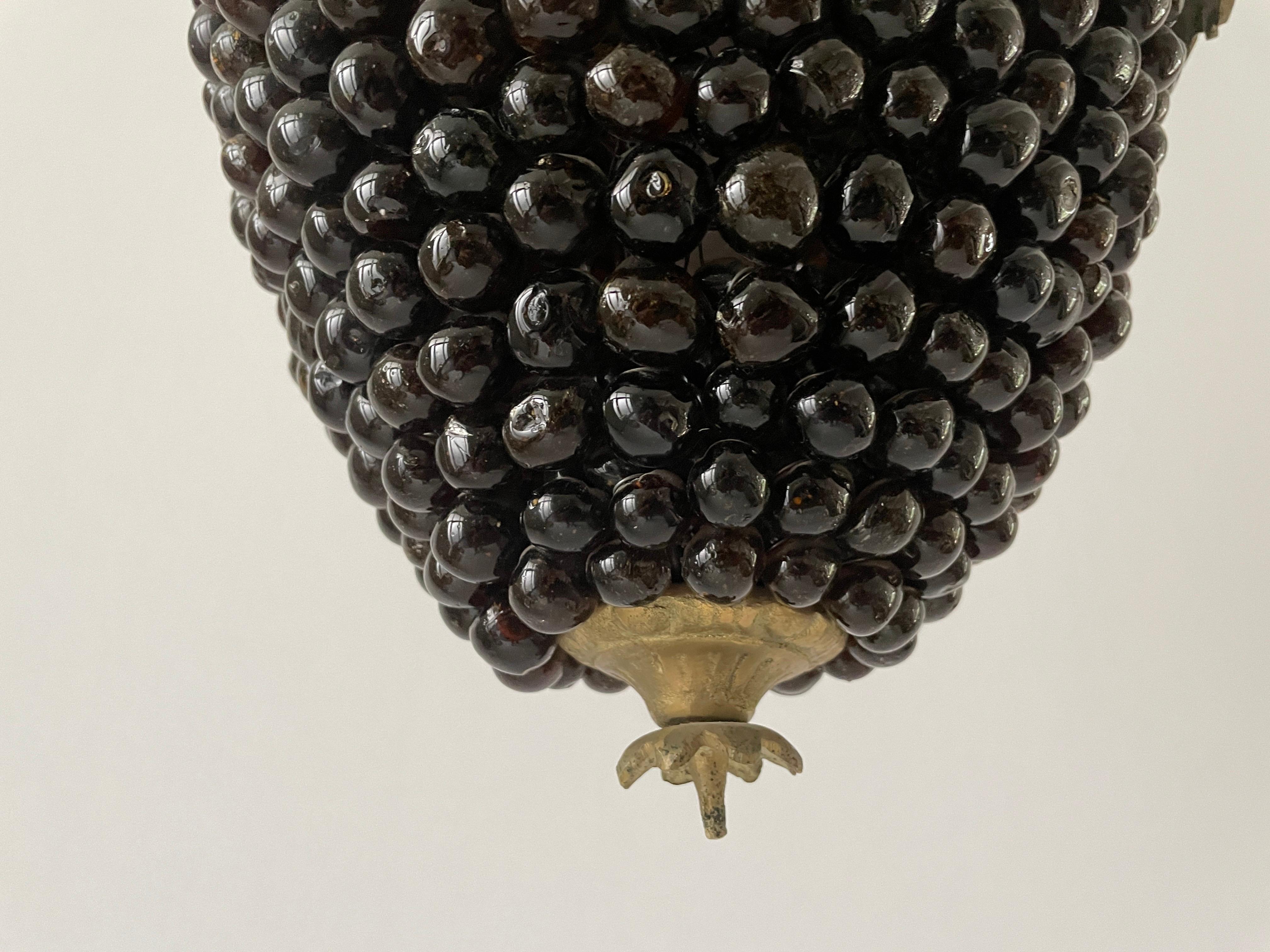 Tedesco Lampada da soffitto in ottone e vetro Grape Design, anni '70, Germania in vendita