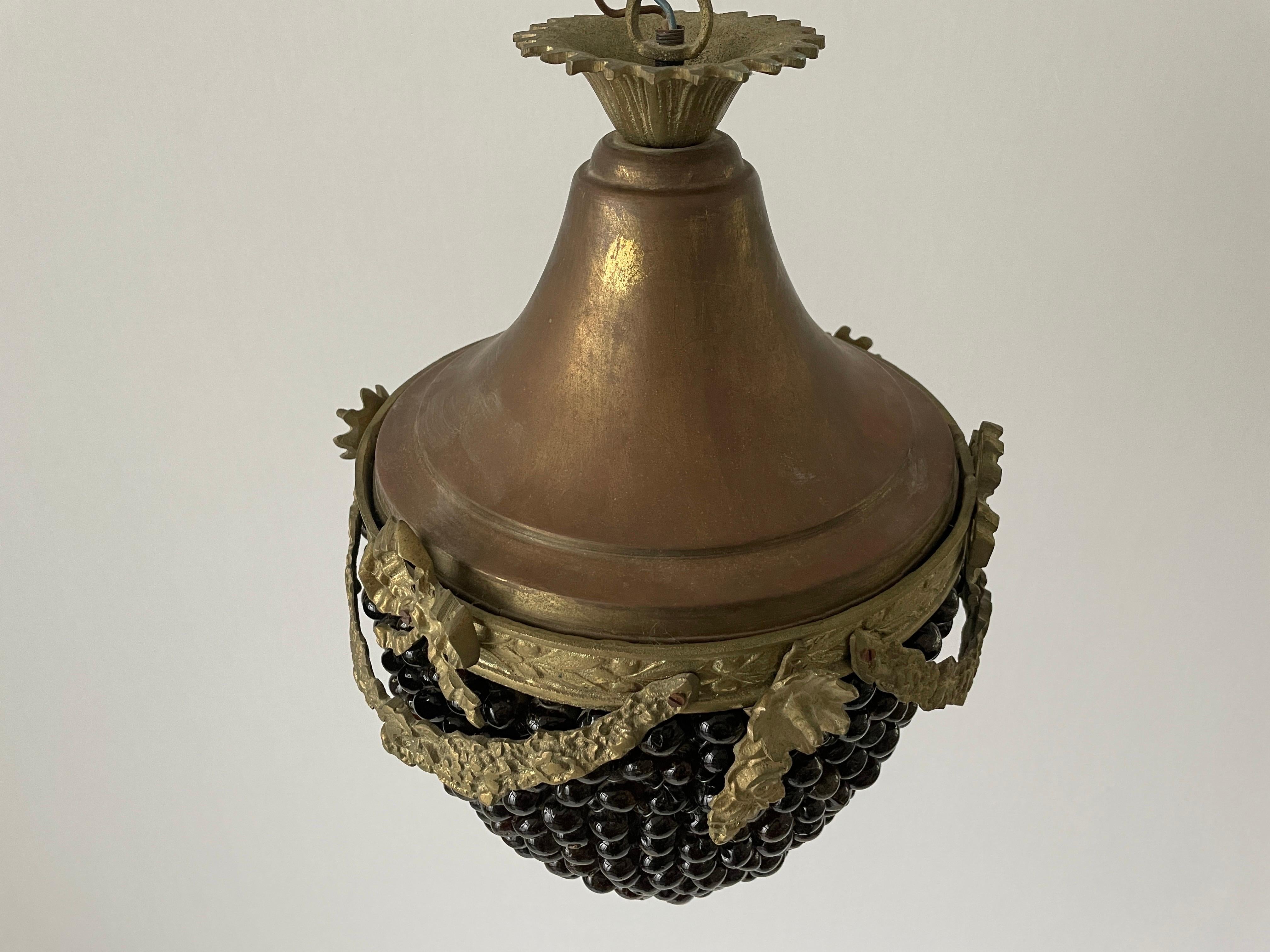 Lampada da soffitto in ottone e vetro Grape Design, anni '70, Germania In condizioni ottime in vendita a Hagenbach, DE