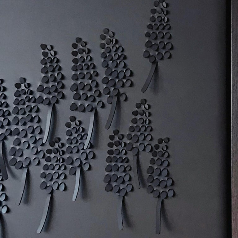 British Grape Hyacinth: a Piece of 3D Sculptural Blue Leather Wall Art For Sale