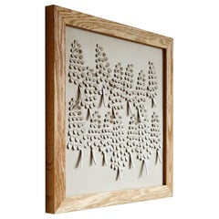 Grape Hyacinth, a Piece of 3D Sculptural Cream Leather Wall Art