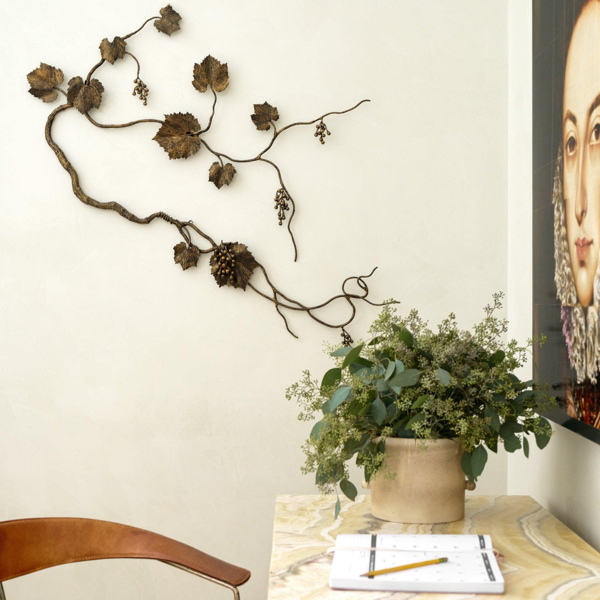 American Grape Leaf Wall Sculpture in Aged Gold For Sale
