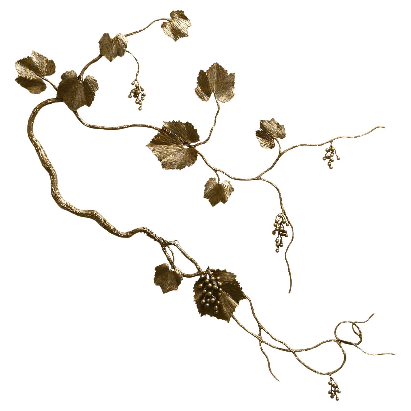 Escultura de Pared Hoja de Uva en Oro Envejecido