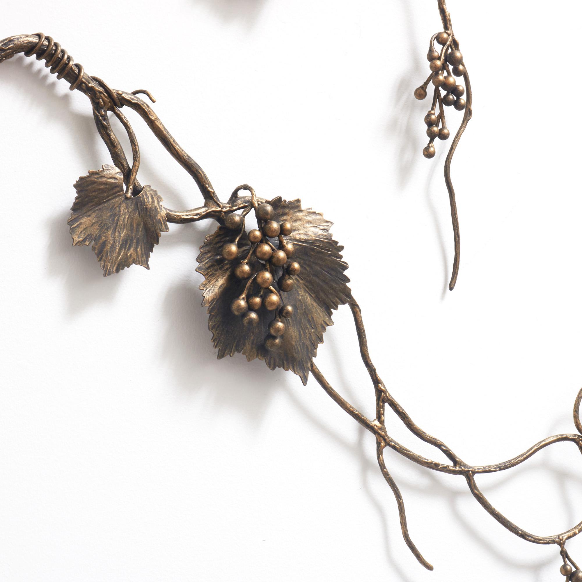 Iron Grape Leaf Wall Sculpture in Brilliant Gold For Sale
