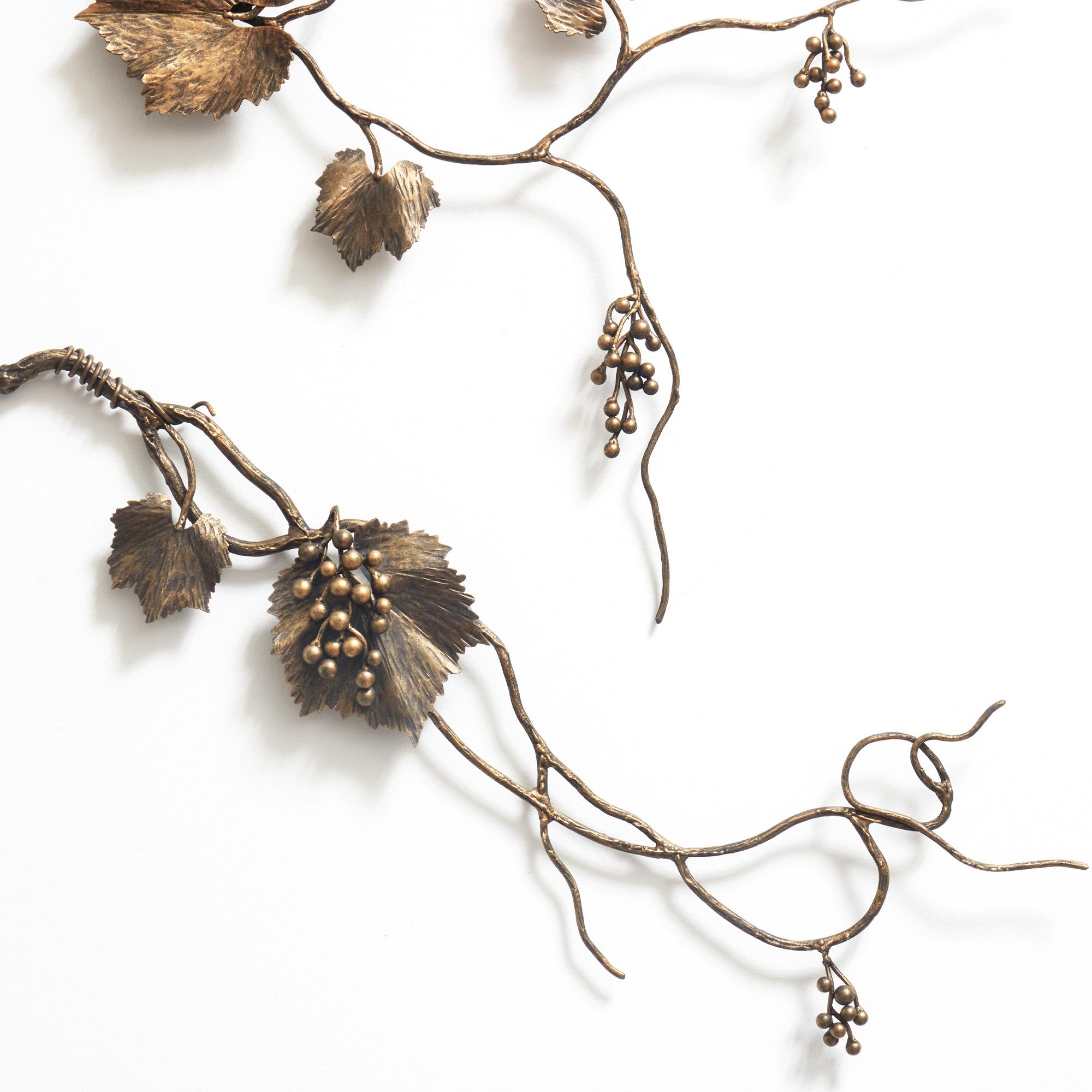 Welded Grape Leaf Wall Sculpture in Tobacco For Sale