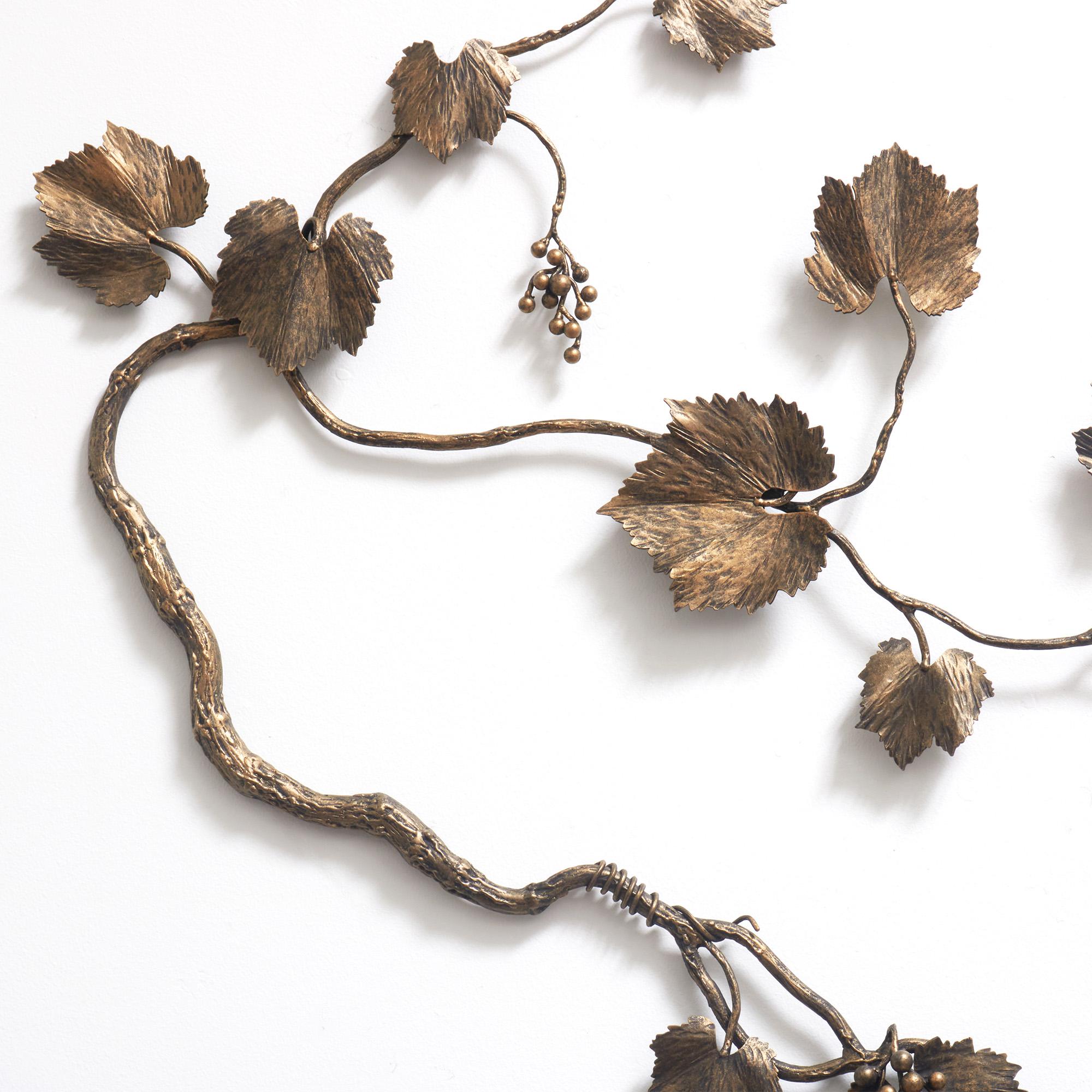 Contemporary Grape Leaf Wall Sculpture in Warm Black For Sale
