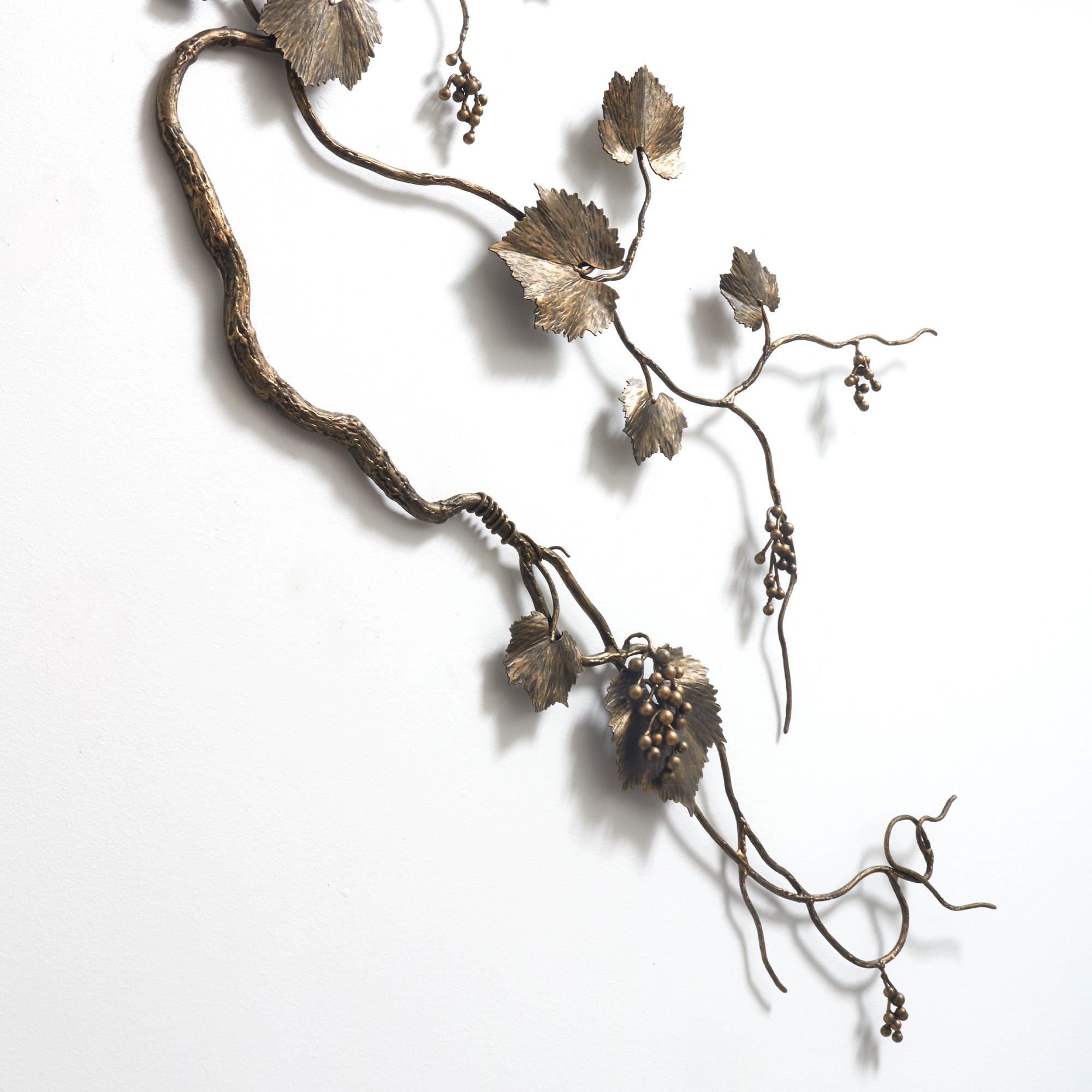 Grape Leaf Wall Sculpture in Warm Black For Sale 1