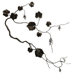 Escultura de Pared Hoja de Uva en Negro Cálido