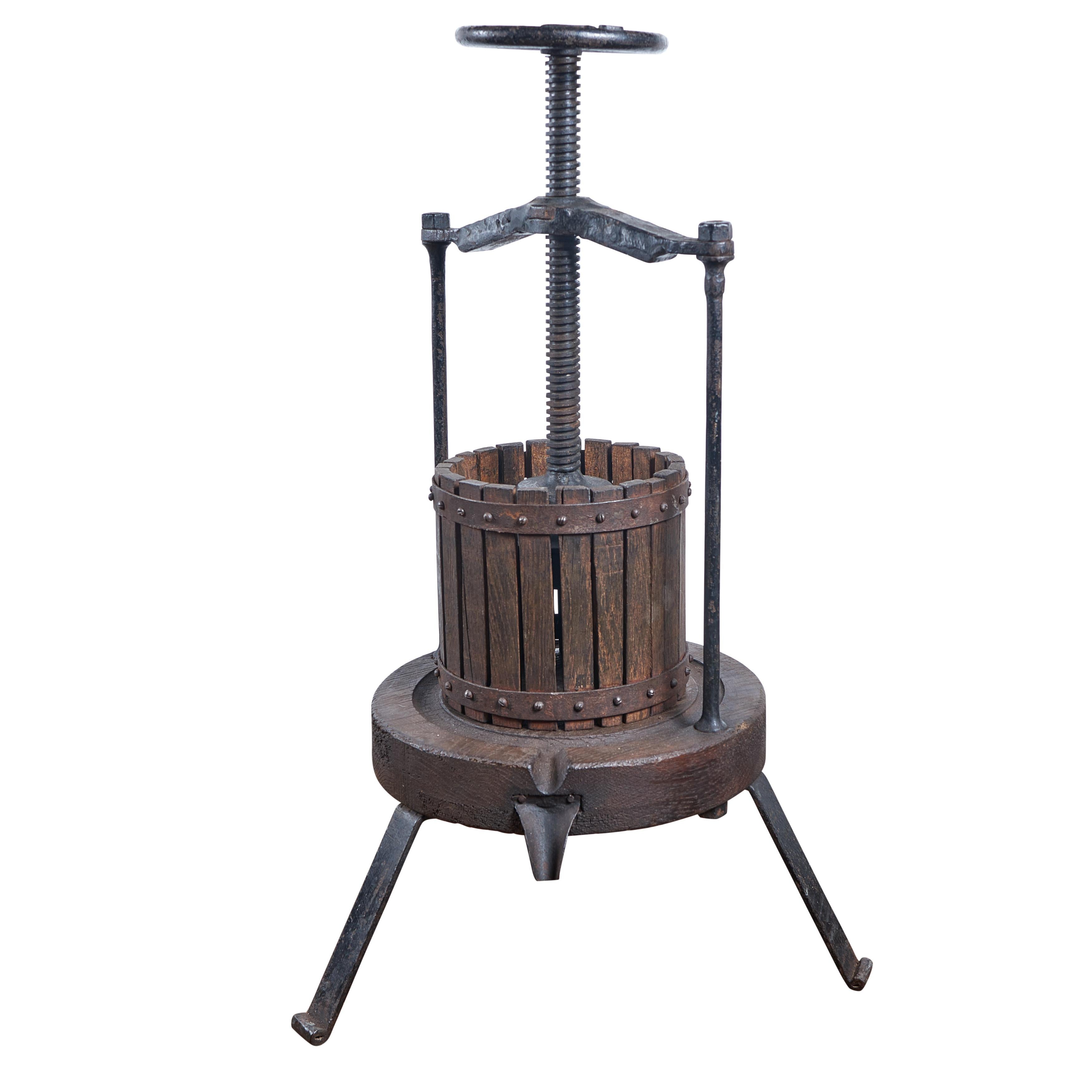 Wood and Iron Grape Press for wine making. All original.
