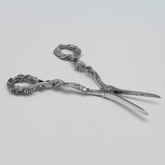 'Grape & Vine' Antique Sterling Silver Pair of Grape Shears 1850 Francis Higgins