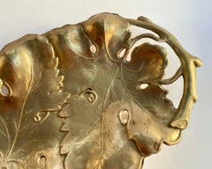 Grape Vine Card Tray Vintage Brass Leaf Dish Made in Belgium