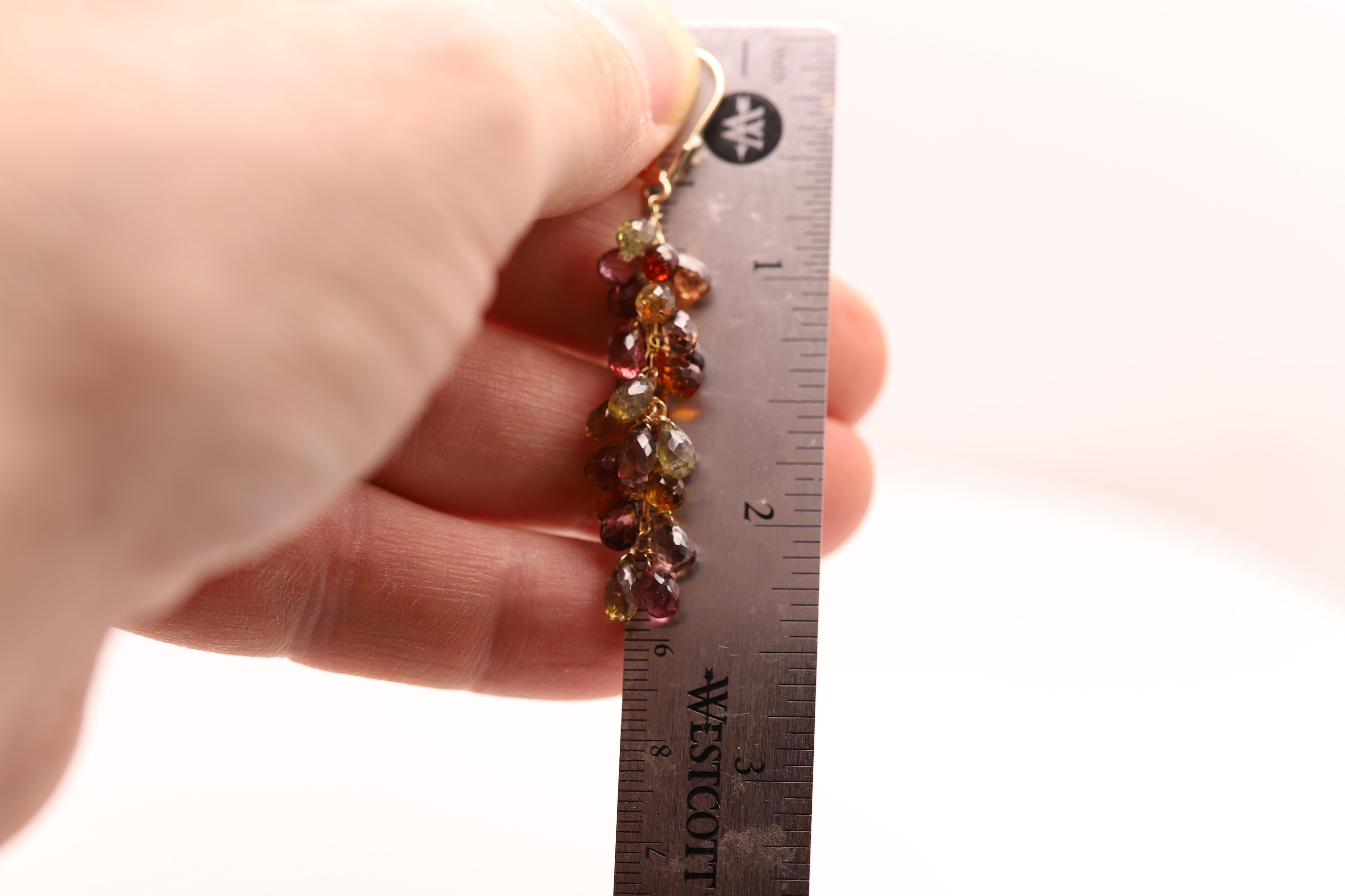 Grape Vine Dangle Earrings Rhodolite Gemstone 14 Karat Gold & Gold Filled wire For Sale 1