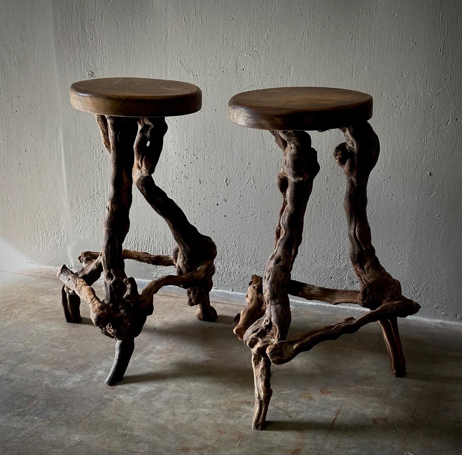 Fruitwood Grape Vine Stools For Sale