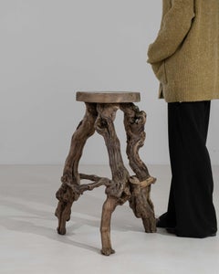 Grape Vine Wood Bar Stool, French Design, 1970s, Comfortable Seating