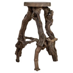 Grape Vine Wood Bar Stool, French Design, 1970s, Comfortable Seating