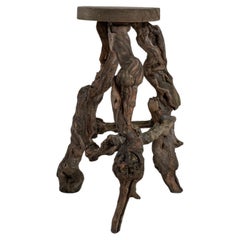 Grape Vine Wood Bar Stool, French Design, 1970s, Comfortable Seating