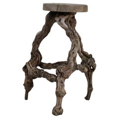 Grape Vine Wood Bar Stool, French Design, 1970s, Comfortable Seating