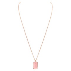 Grapefruit Pfefferminz Necklace, 14 Karat Rose Gold Carved Pink Opal Pendant