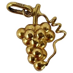 Grapes 18K Yellow Gold Fruit Charm Pendant